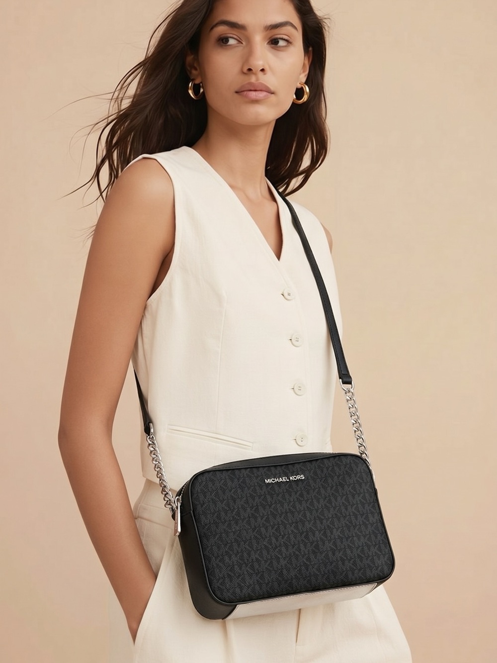 Michael Kors Jet Set Large Logo Crossbody Bag New - Picture 1 of 6